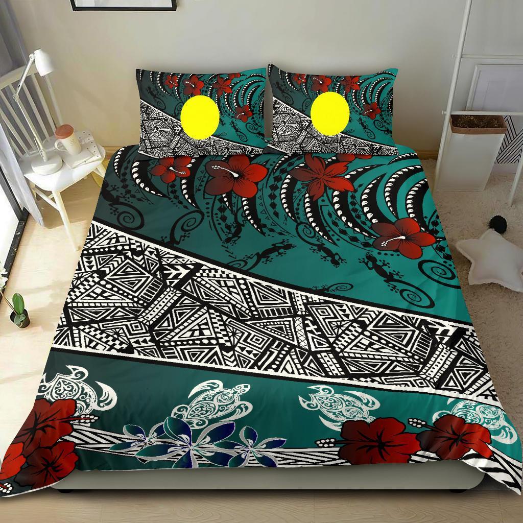 Palau Polynesian Bedding Set - Lizard And Turtle Green - Vibe Hoodie Shop