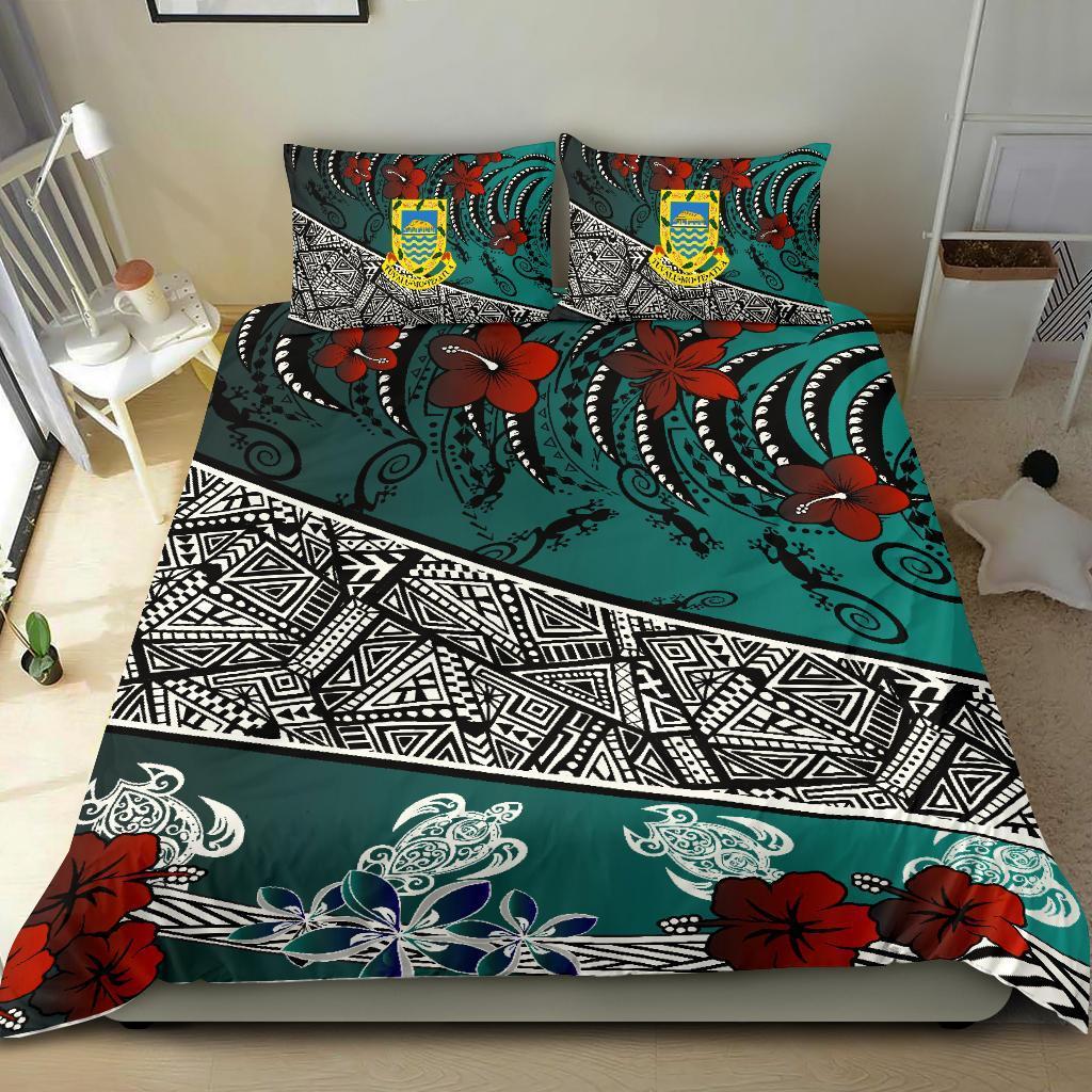 Tuvalu Polynesian Bedding Set - Lizard And Turtle Green - Vibe Hoodie Shop
