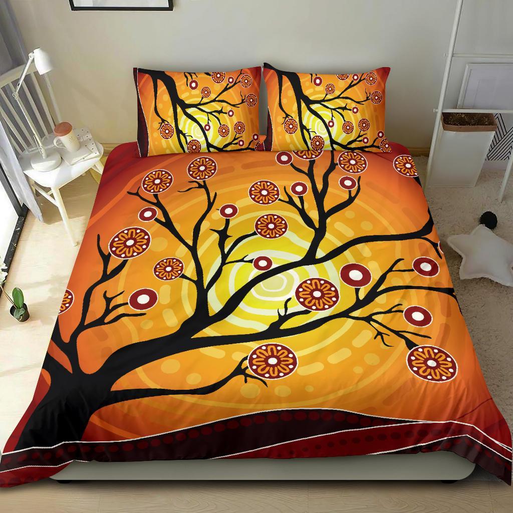 Aboriginal Bedding Set - Tree In Spring Season - Vibe Hoodie Shop