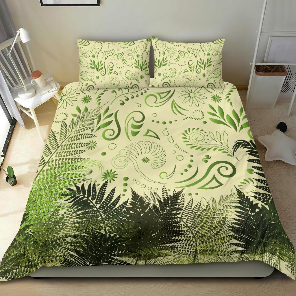 New Zealand Bedding Set Silver Fern Aotearoa Vibes - Beige - Vibe Hoodie Shop