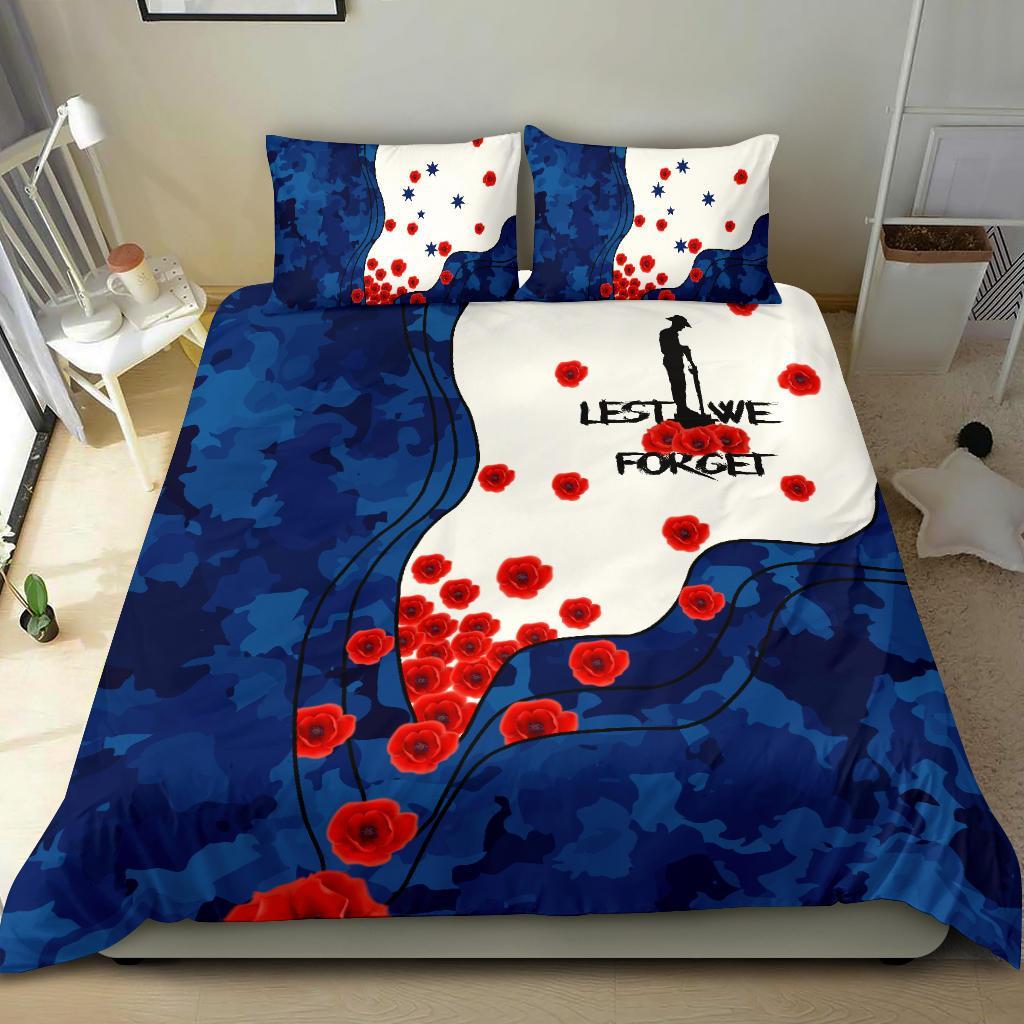 ANZAC Lest We Forget Bedding Set - Australian Flag Blue - - Vibe Hoodie Shop