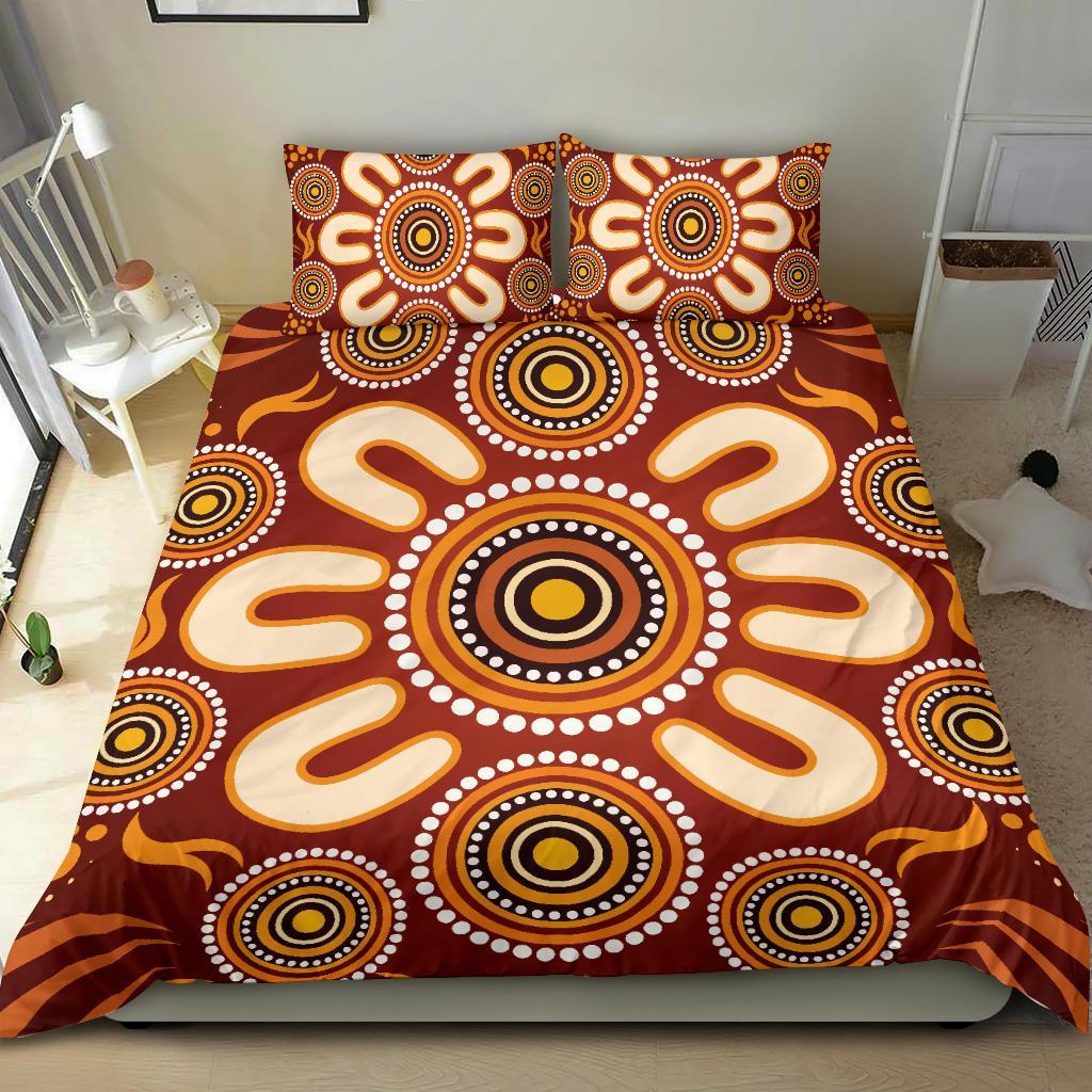 Aboriginal Bedding Set - Circle Flowers Patterns Ver02 - Vibe Hoodie Shop