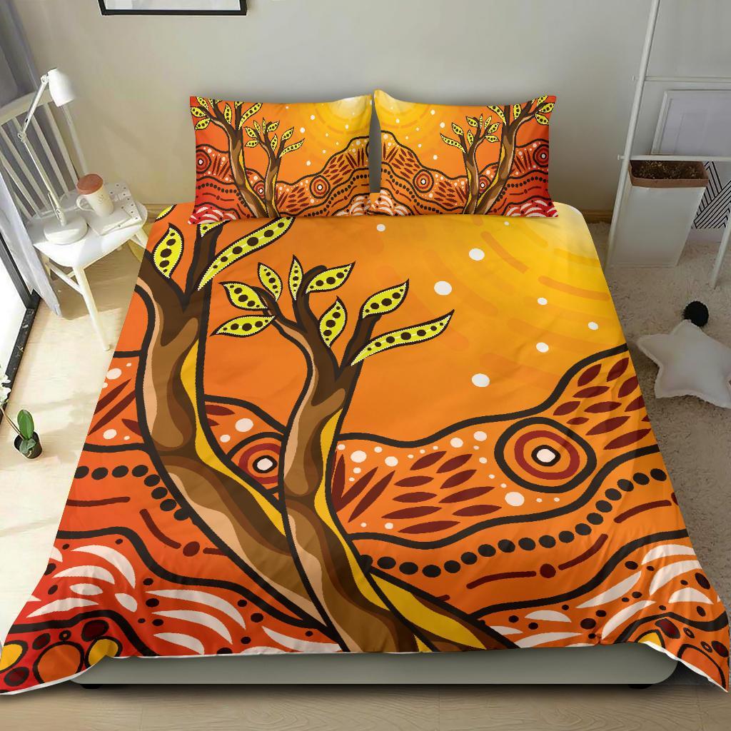 Aboriginal Bedding Set - Tree On The Hill - Vibe Hoodie Shop