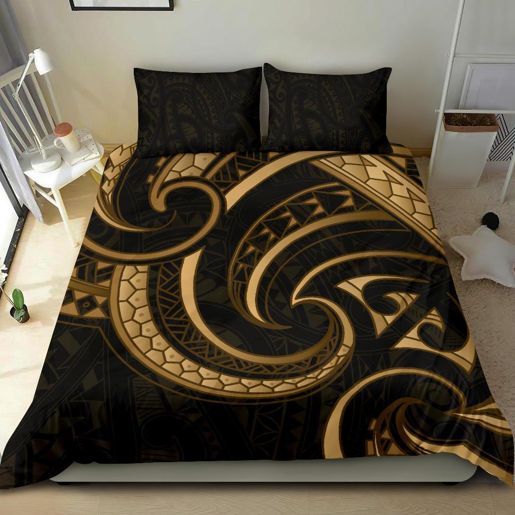 New Zealand Maori Mangopare Bedding Set Polynesian - Gold - Vibe Hoodie Shop