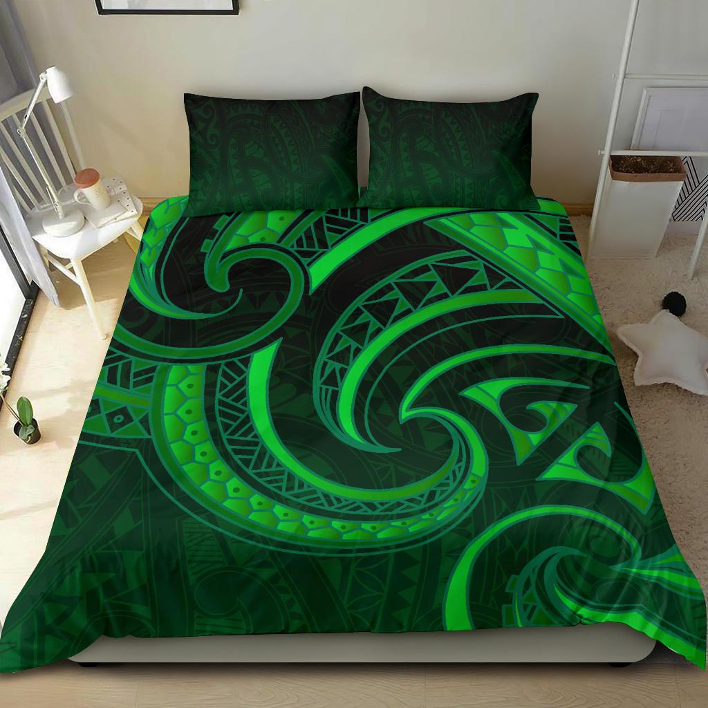 New Zealand Maori Mangopare Bedding Set Polynesian - Green - Vibe Hoodie Shop