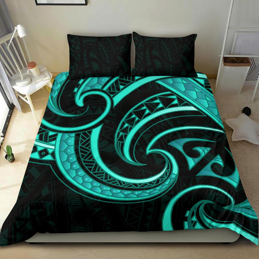 New Zealand Maori Mangopare Bedding Set Polynesian - Turquoise - Vibe Hoodie Shop