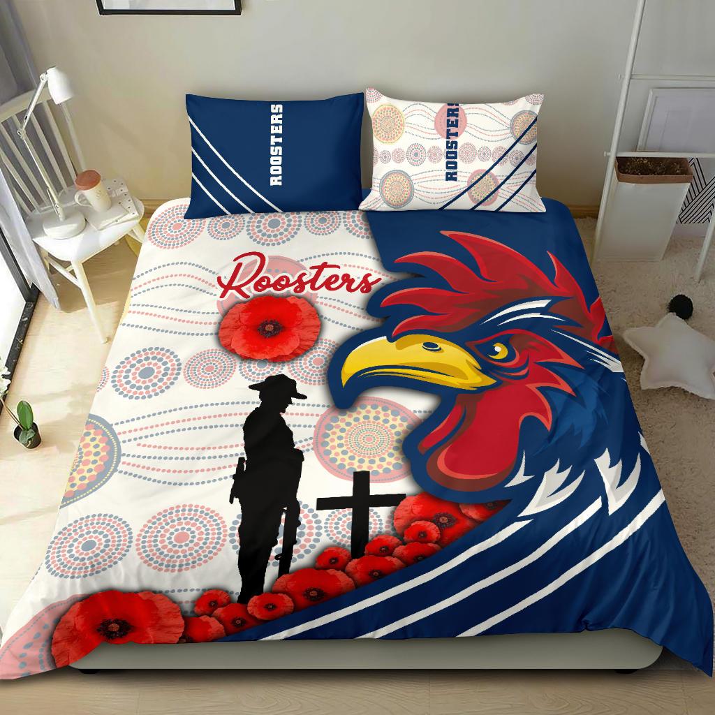 Australia Roosters Bedding Set ANZAC Day - Three Tiles Style - Vibe Hoodie Shop