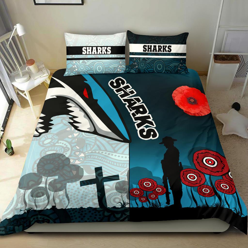 Sharks Bedding Set Cronulla ANZAC Day - Vibe Hoodie Shop