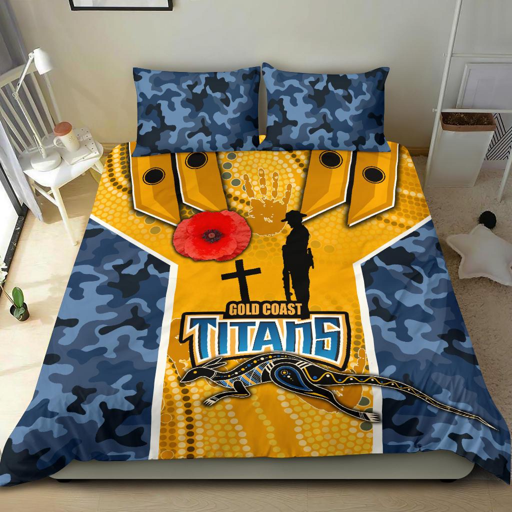 Titans Bedding Set Gold Coast ANZAC Day Armor Version - Vibe Hoodie Shop