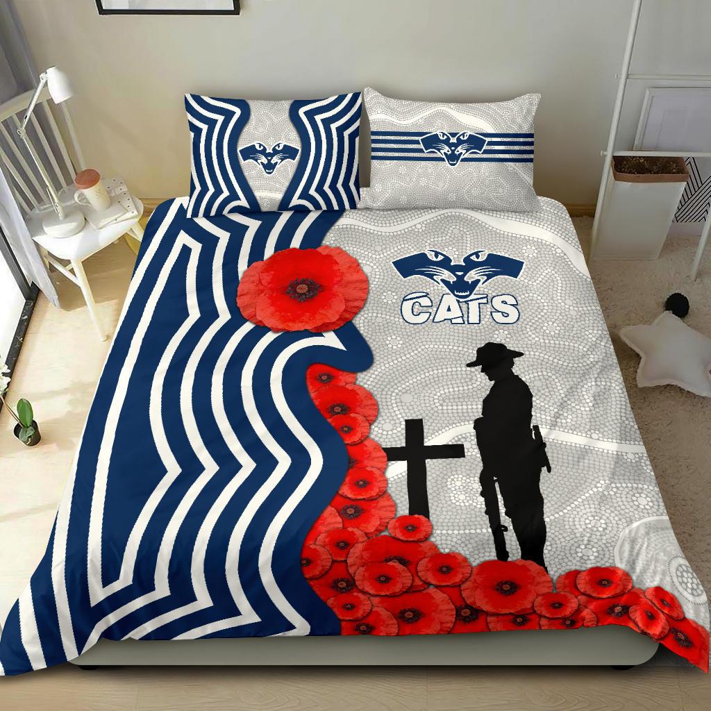 Geelong Bedding Set Cats ANZAC Day Indigenous - Vibe Hoodie Shop