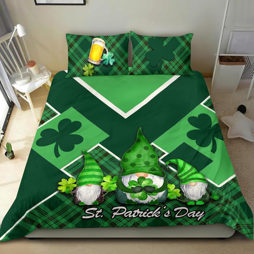 St. Patrick Day Ireland Gnome Bedding Set Shamrock - Vibe Hoodie Shop