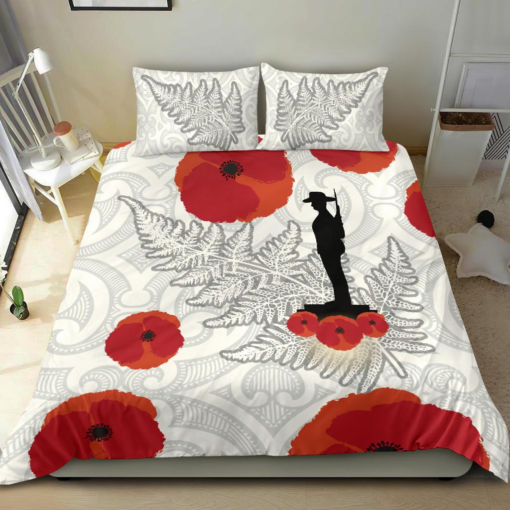 ANZAC Maori Bedding Set Silver Fern Lest For Get - Vibe Hoodie Shop