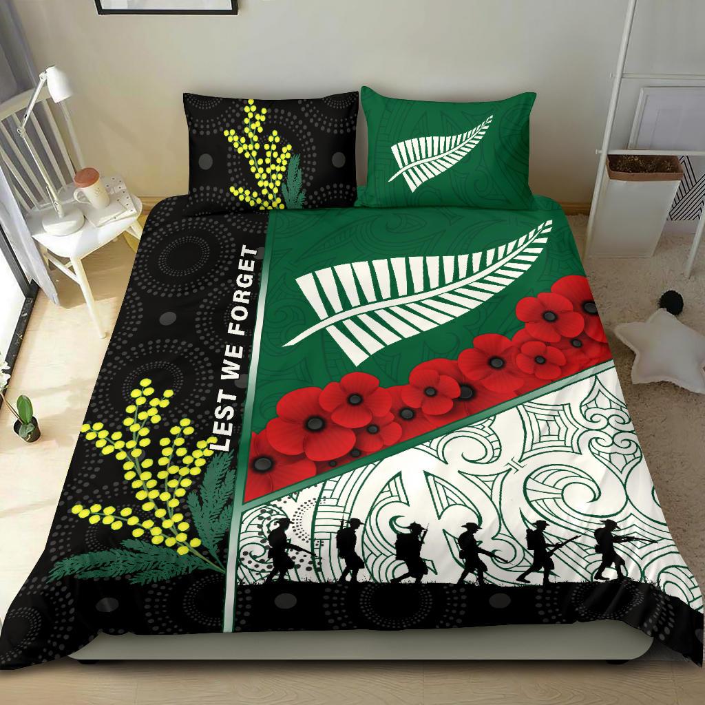 ANZAC Day - Lest We Forget Bedding Set Australia Indigenous and New Zealand Maori - Vibe Hoodie Shop