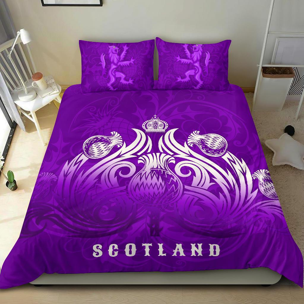 Scotland Rugby Bedding Set Lion Thistle Simple Version Purple - Vibe Hoodie Shop
