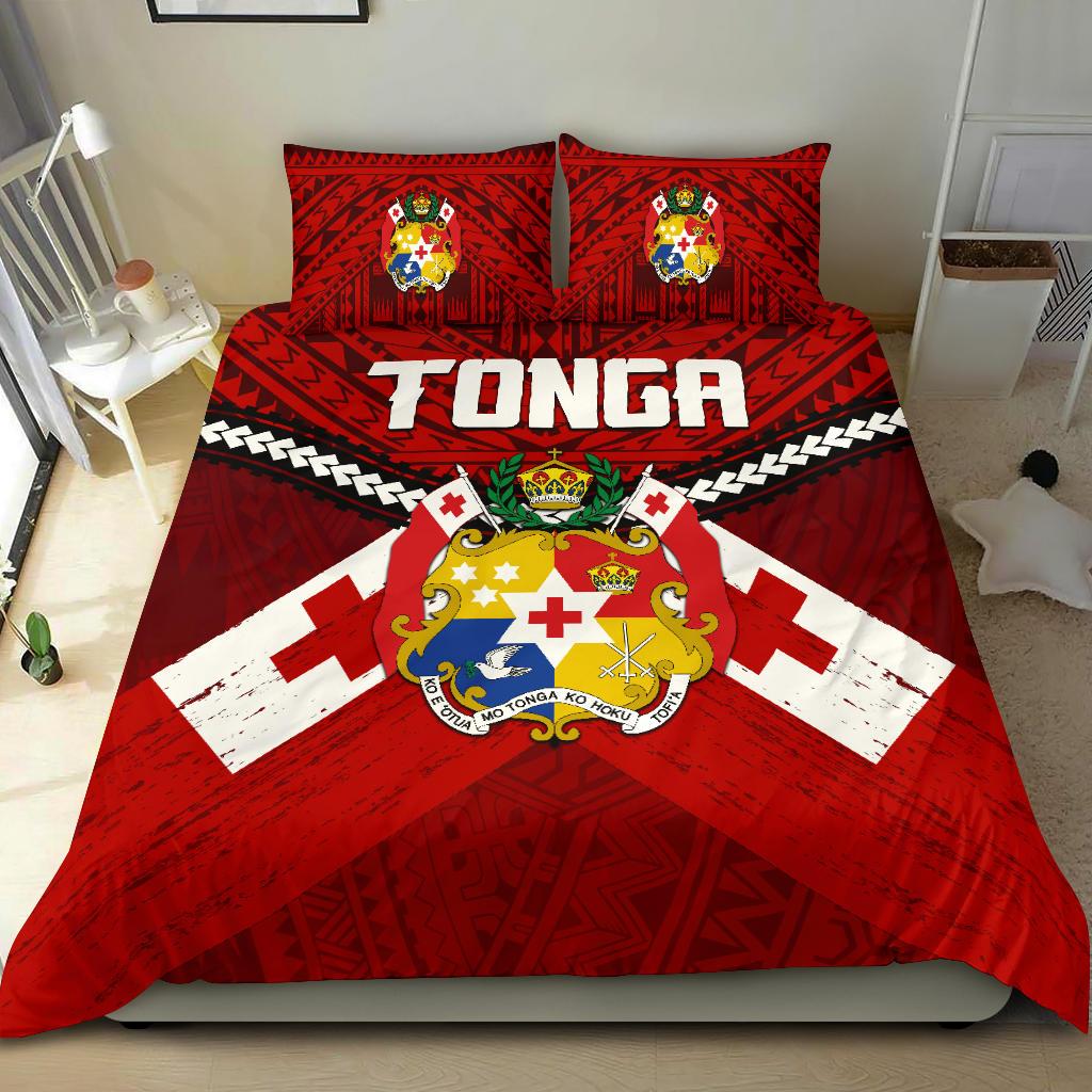 Tonga Rugby Bedding Set Polynesian Tattoo Seashore - Vibe Hoodie Shop