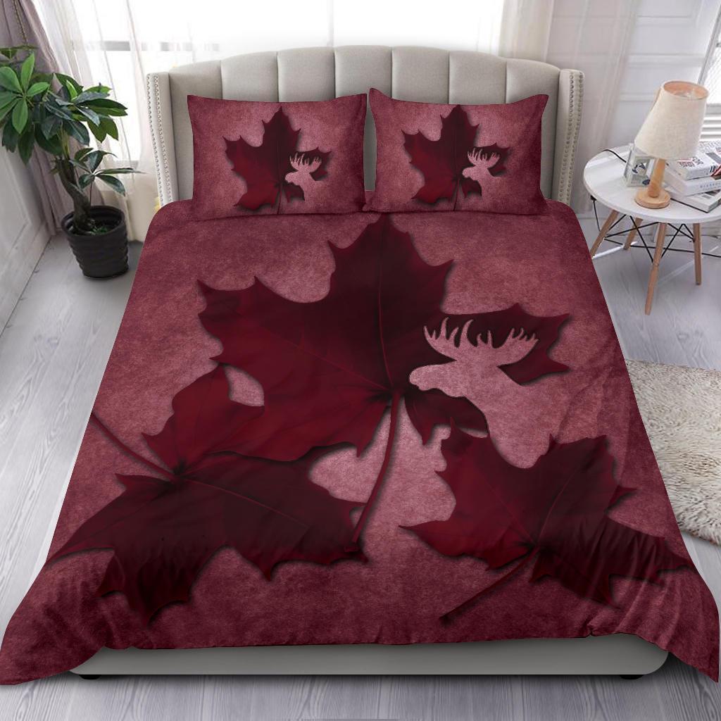 Canada Bedding Set - Maple Leaf Moose - Vibe Hoodie Shop