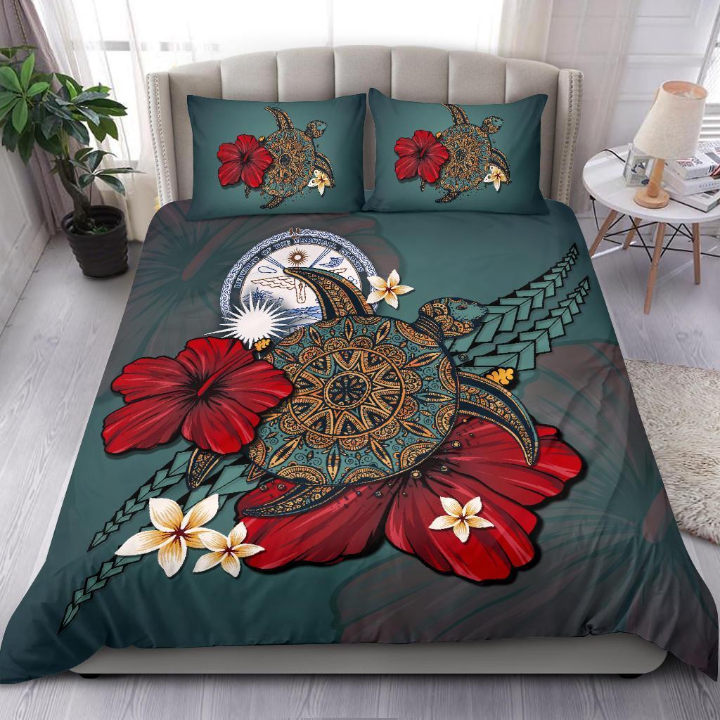 Marshall Islands Bedding Set - Blue Turtle Tribal - Vibe Hoodie Shop