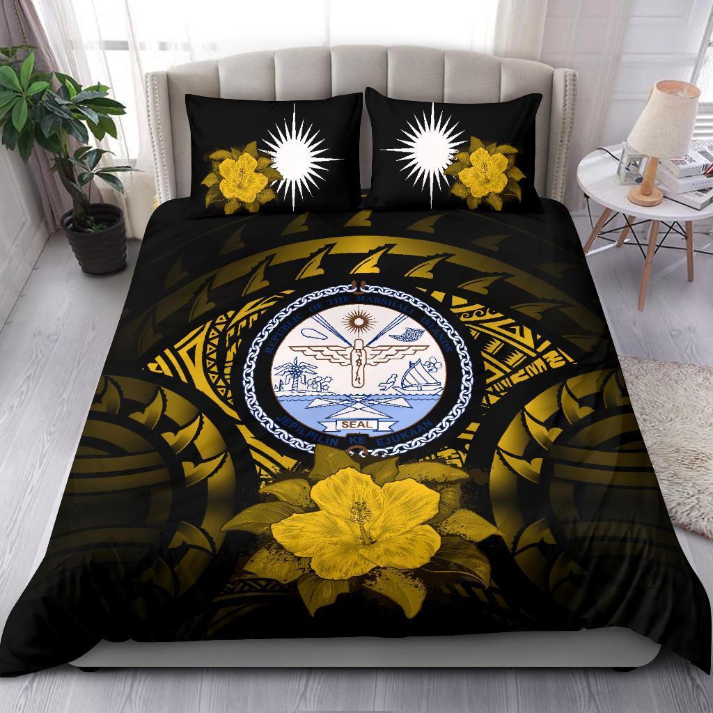 Marshall Islands Yellow Hibiscus Bedding Set - Vibe Hoodie Shop