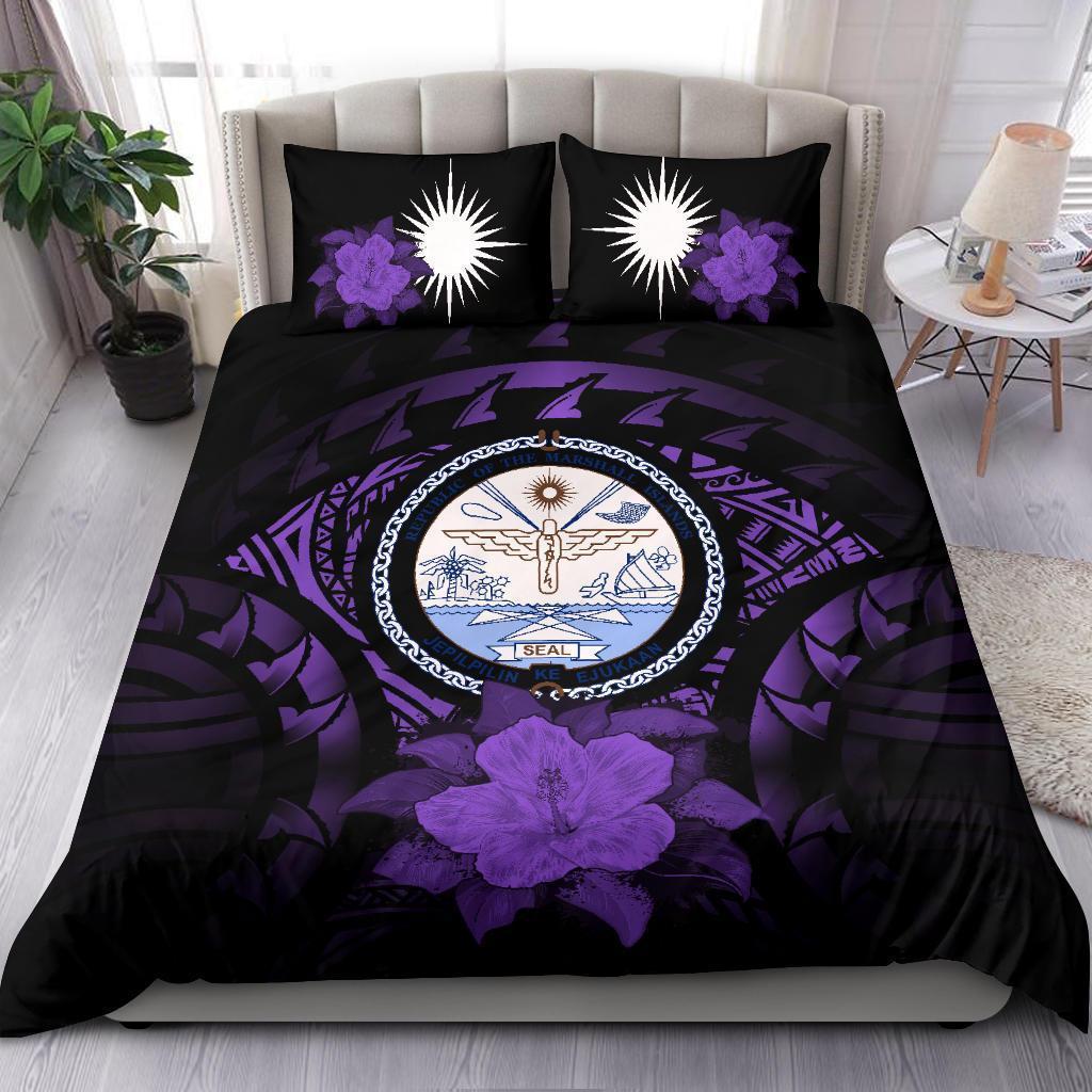 Marshall Islands Purple Hibiscus Bedding Set - Vibe Hoodie Shop