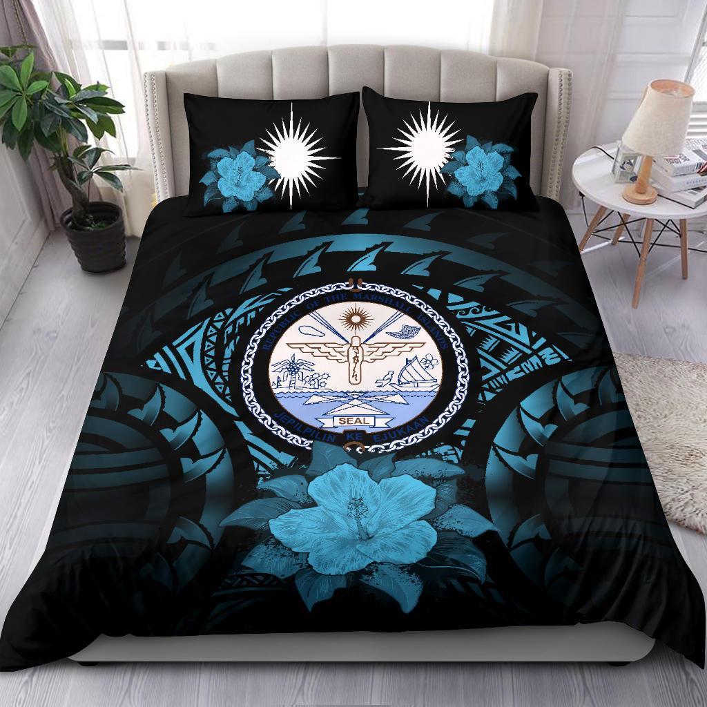 Marshall Islands Blue Hibiscus Bedding Set - Vibe Hoodie Shop