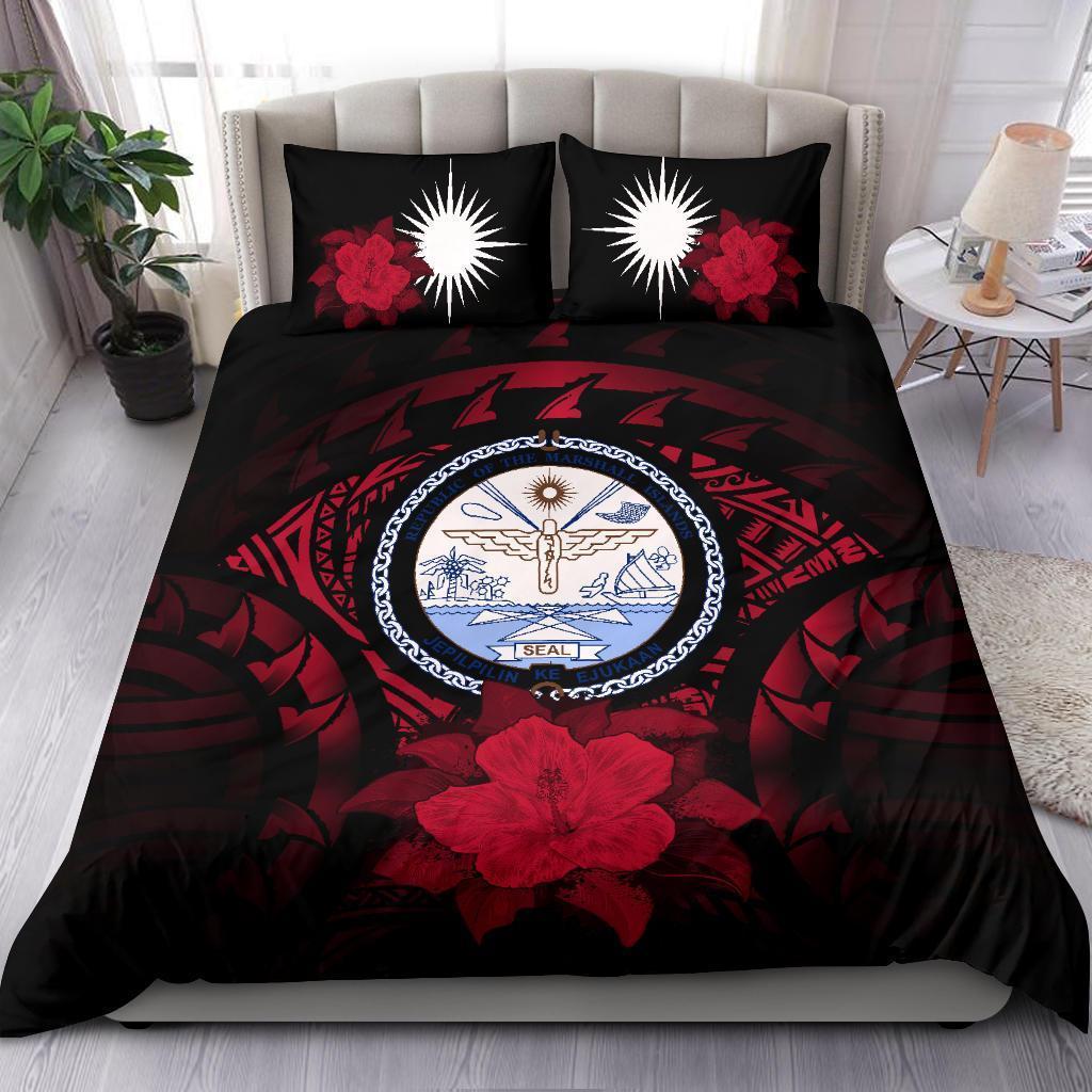 Marshall Islands Red Hibiscus Bedding Set - Vibe Hoodie Shop