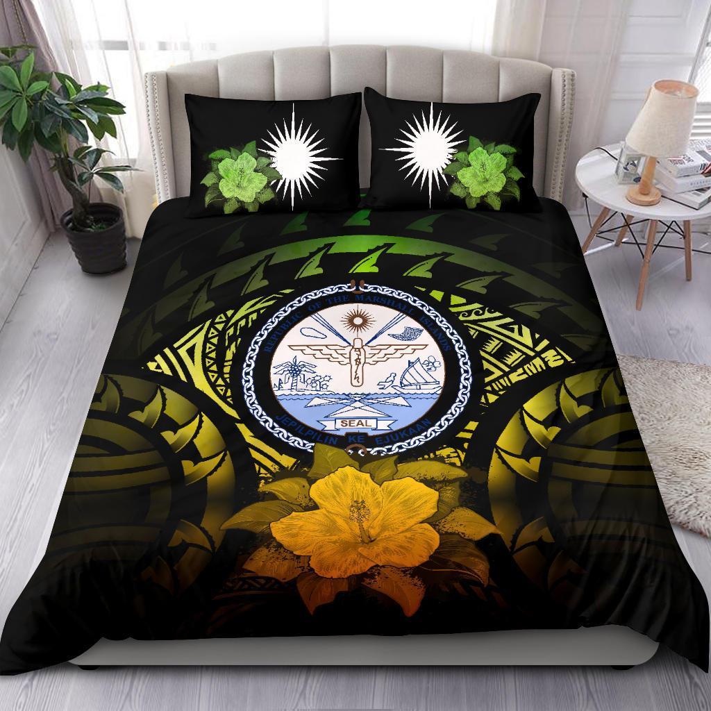 Marshall Islands Reggae Hibiscus Bedding Set - Vibe Hoodie Shop