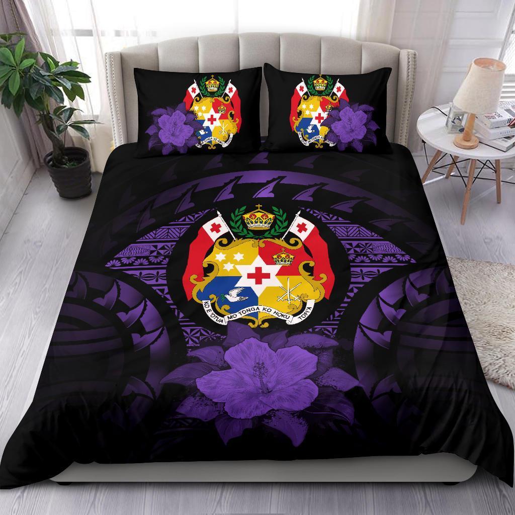 Tonga Purple Hibiscus Bedding Set - Vibe Hoodie Shop