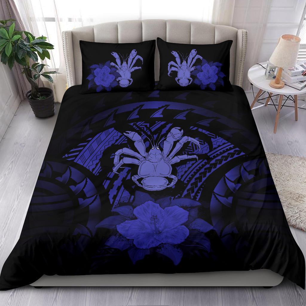 Niue Dark Blue Hibiscus Bedding Set - Vibe Hoodie Shop