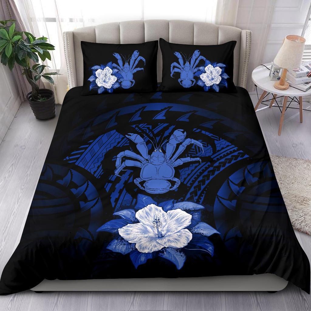 Niue Dark Blue Hibiscus Bedding Set - Vibe Hoodie Shop