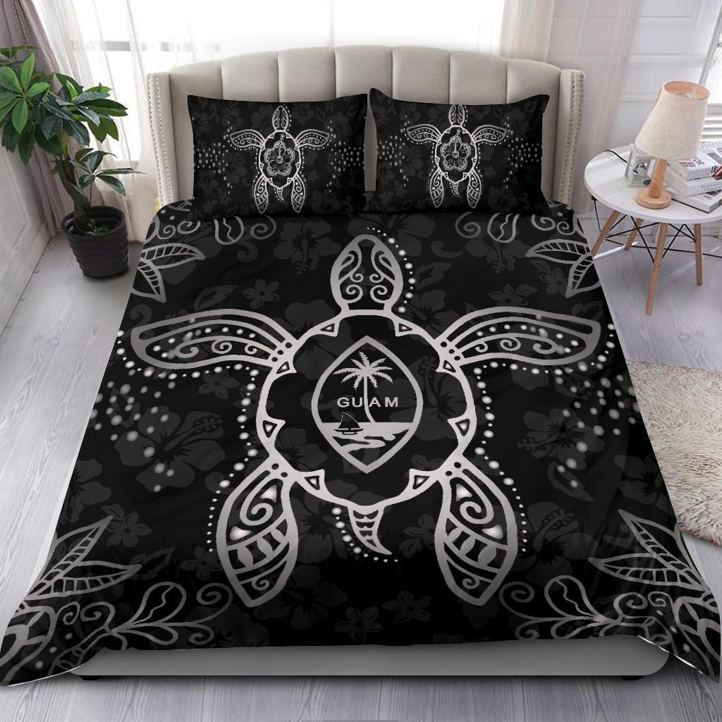 Guam Bedding Set - Turtle Hibiscus Gray - Vibe Hoodie Shop