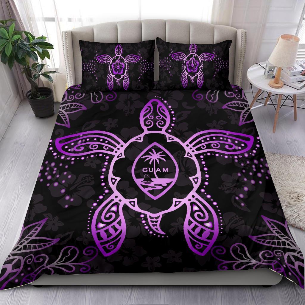 Guam Bedding Set - Turtle Hibiscus Violet - Vibe Hoodie Shop