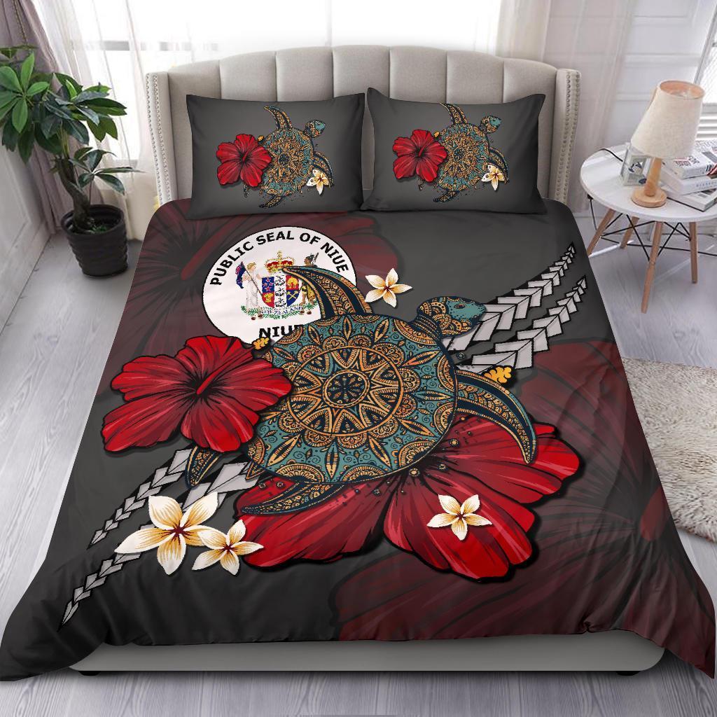 Niue Bedding Set - Gray Turtle Tribal - Vibe Hoodie Shop