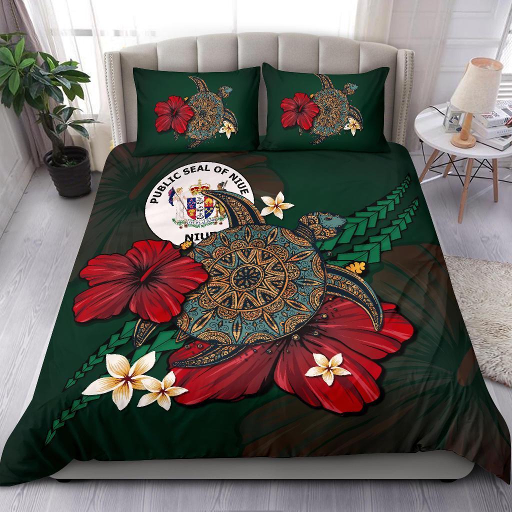 Niue Bedding Set - Green Turtle Tribal - Vibe Hoodie Shop