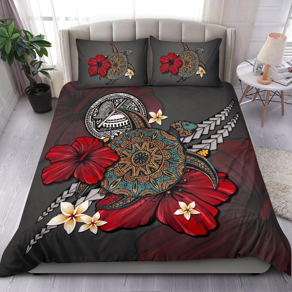 American Samoa Bedding Set - Gray Turtle Tribal - Vibe Hoodie Shop