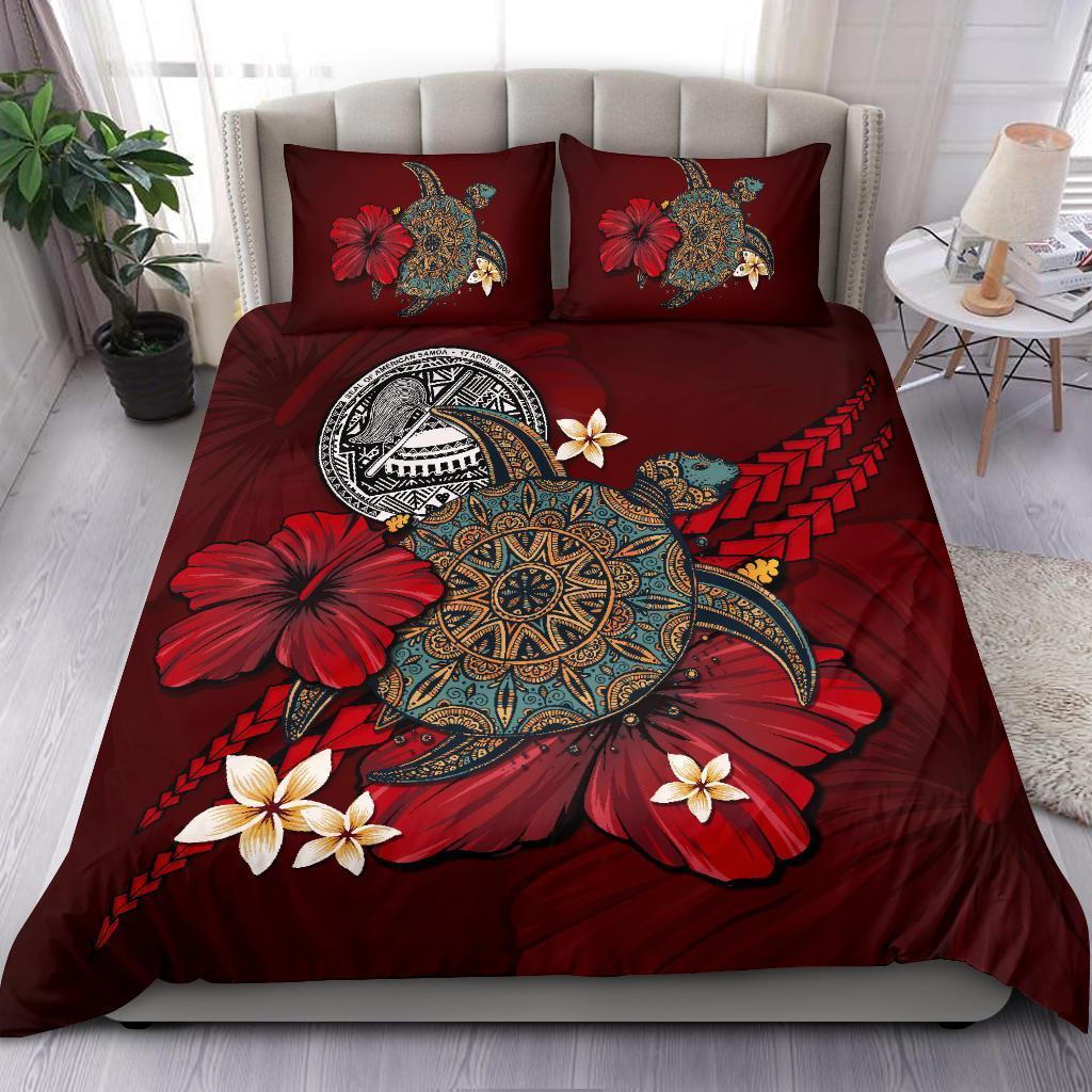 American Samoa Bedding Set - Red Turtle Tribal - Vibe Hoodie Shop