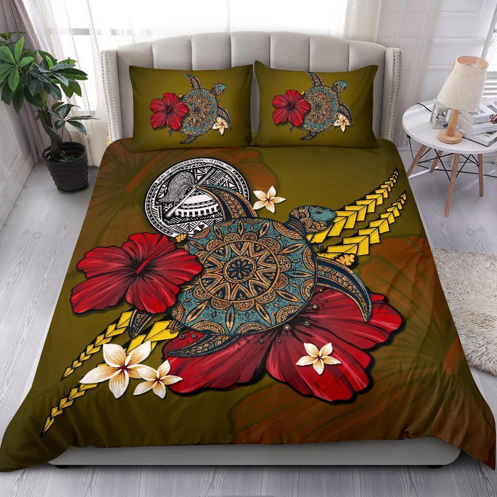 American Samoa Bedding Set - Yellow Turtle Tribal - Vibe Hoodie Shop