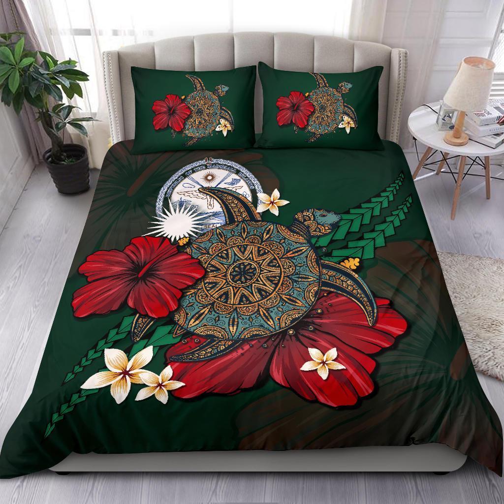 Marshall Islands Bedding Set - Green Turtle Tribal - Vibe Hoodie Shop