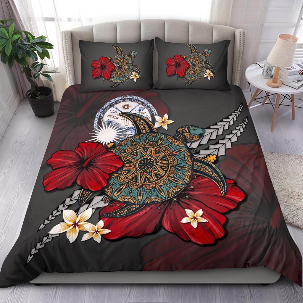 Marshall Islands Bedding Set - Gray Turtle Tribal - Vibe Hoodie Shop