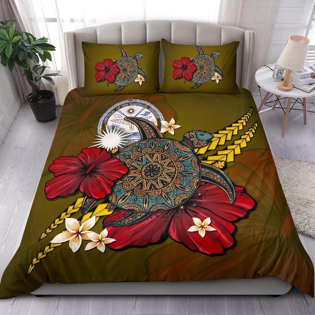 Marshall Islands Bedding Set - Yellow Turtle Tribal - Vibe Hoodie Shop