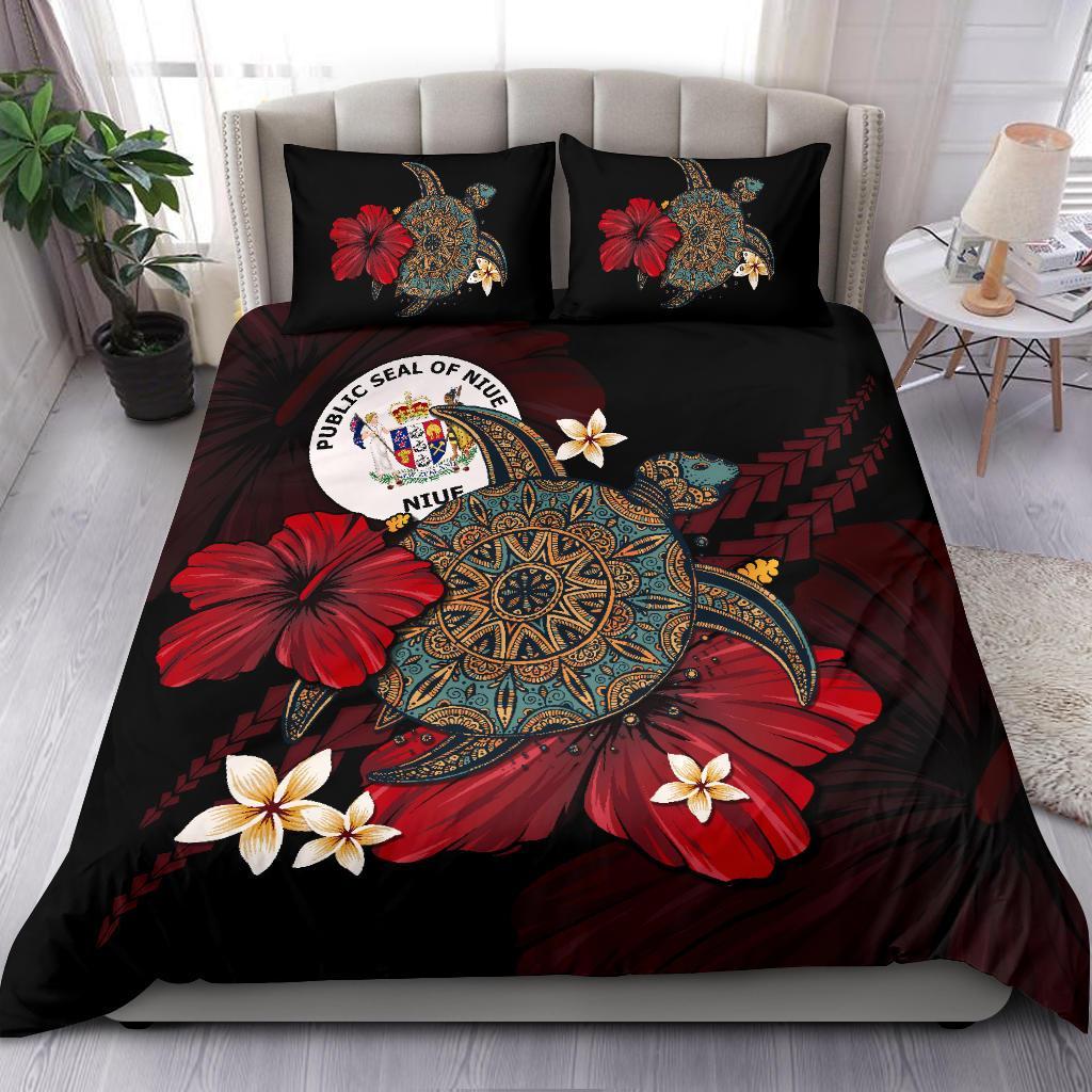 Niue Bedding Set - Black Turtle Tribal - Vibe Hoodie Shop