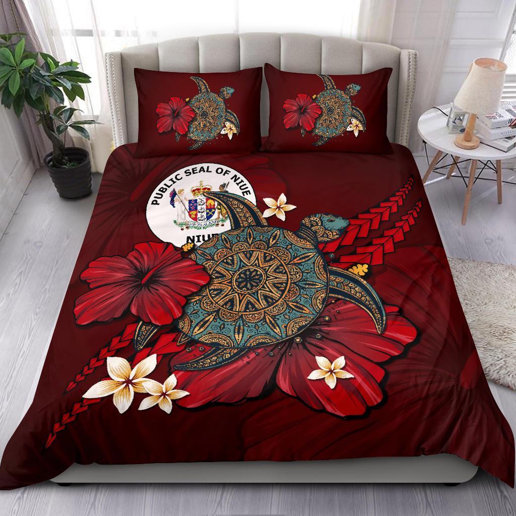 Niue Bedding Set - Red Turtle Tribal - Vibe Hoodie Shop