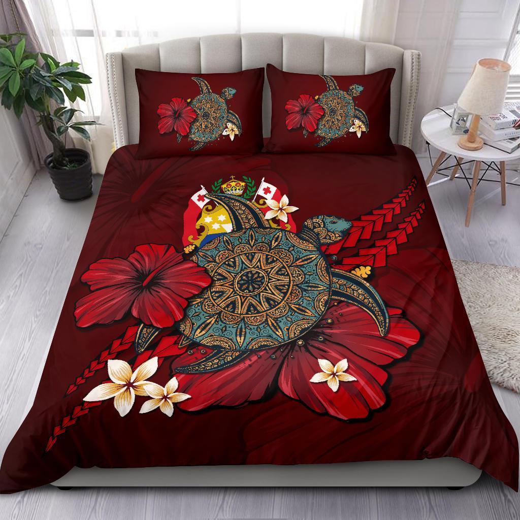 Tonga Bedding Set - Red Turtle Tribal - Vibe Hoodie Shop