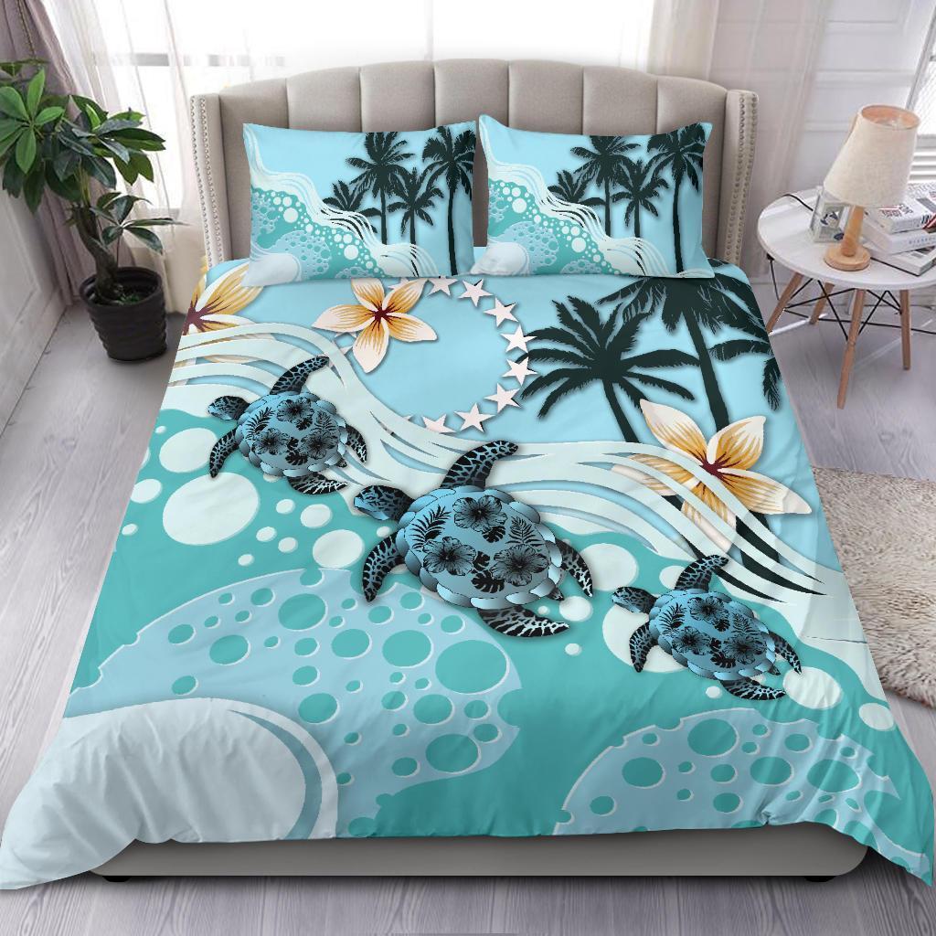 Cook Islands Bedding Set - Blue Turtle Hibiscus - Vibe Hoodie Shop