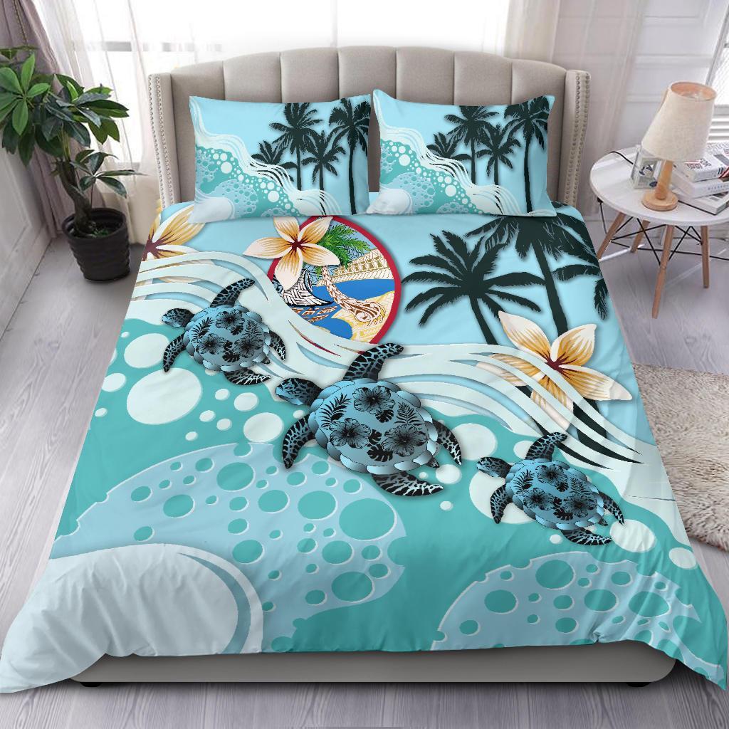 Guam Bedding Set - Blue Turtle Hibiscus - Vibe Hoodie Shop