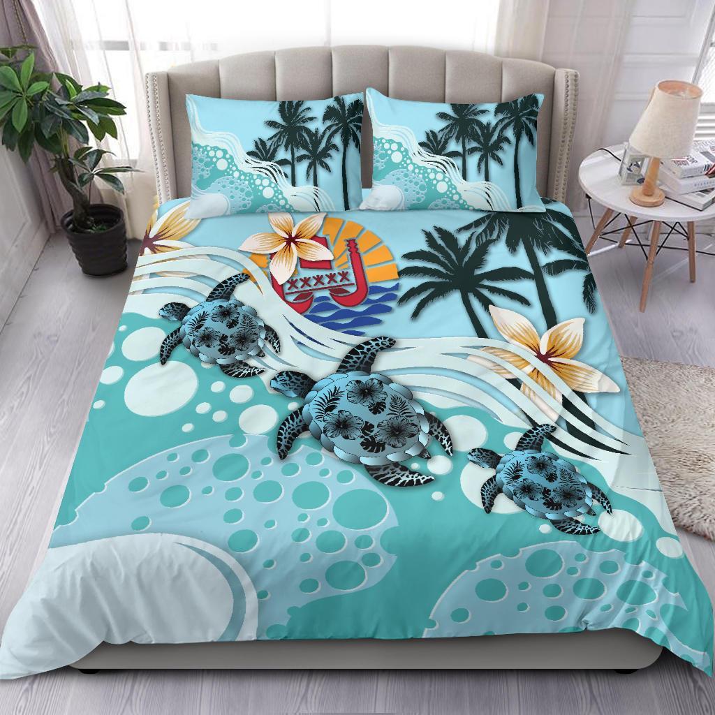 Tahiti Bedding Set - Blue Turtle Hibiscus - Vibe Hoodie Shop