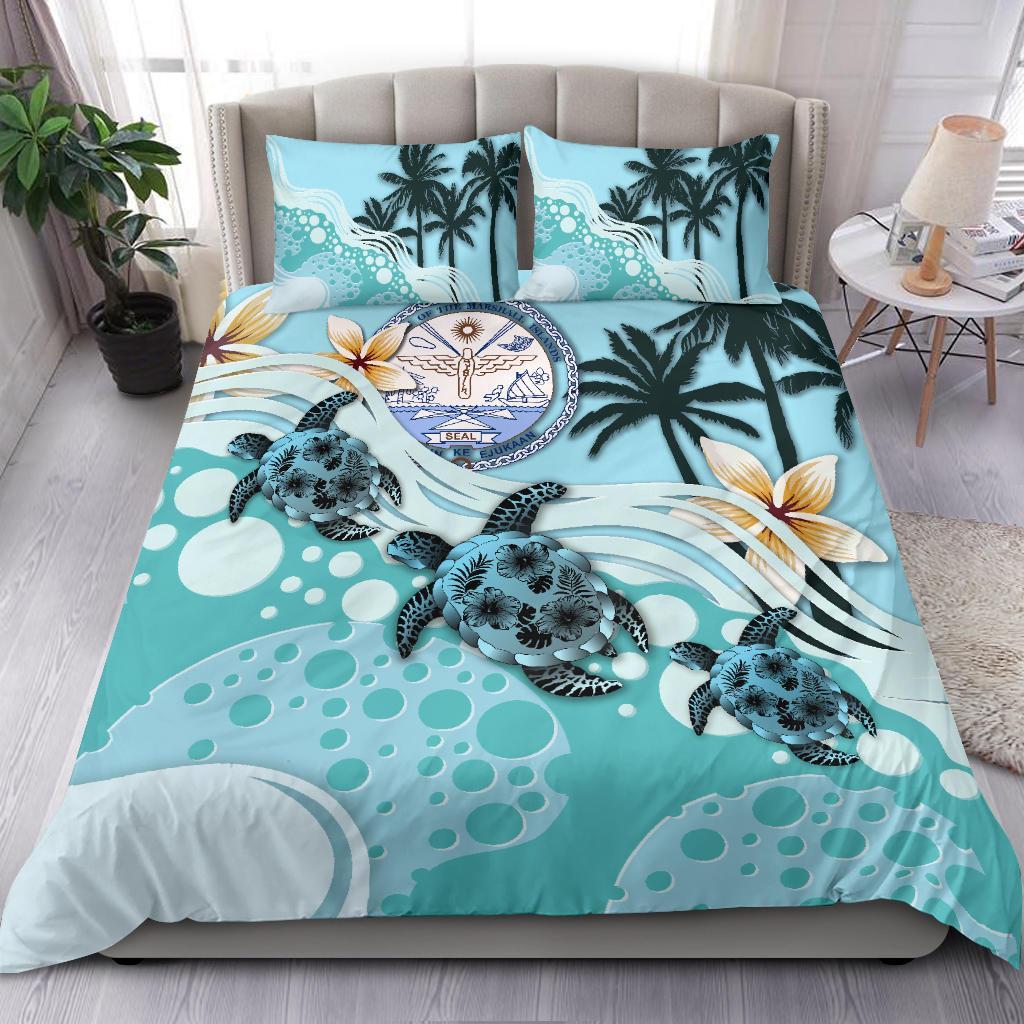 Marshall Islands Bedding Set - Blue Turtle Hibiscus - Vibe Hoodie Shop