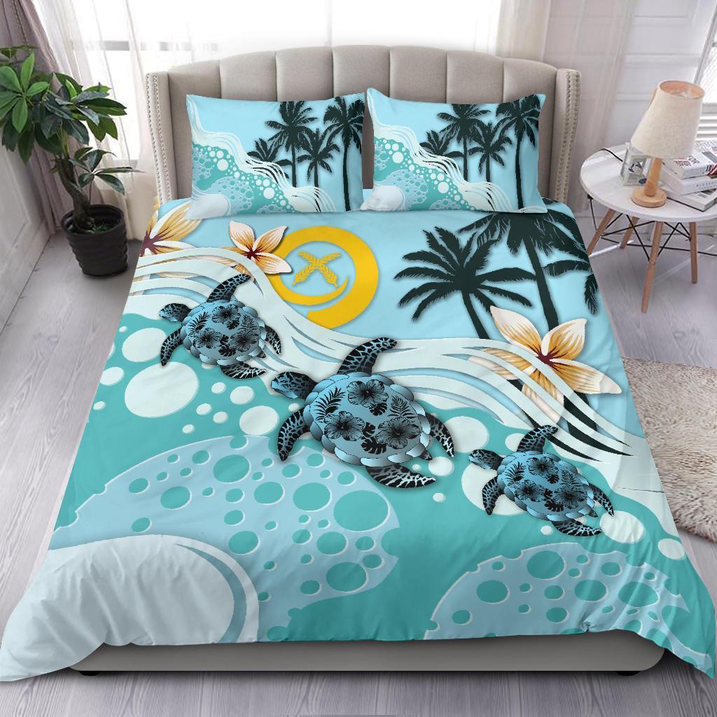 Vanuatu Bedding Set - Blue Turtle Hibiscus - Vibe Hoodie Shop