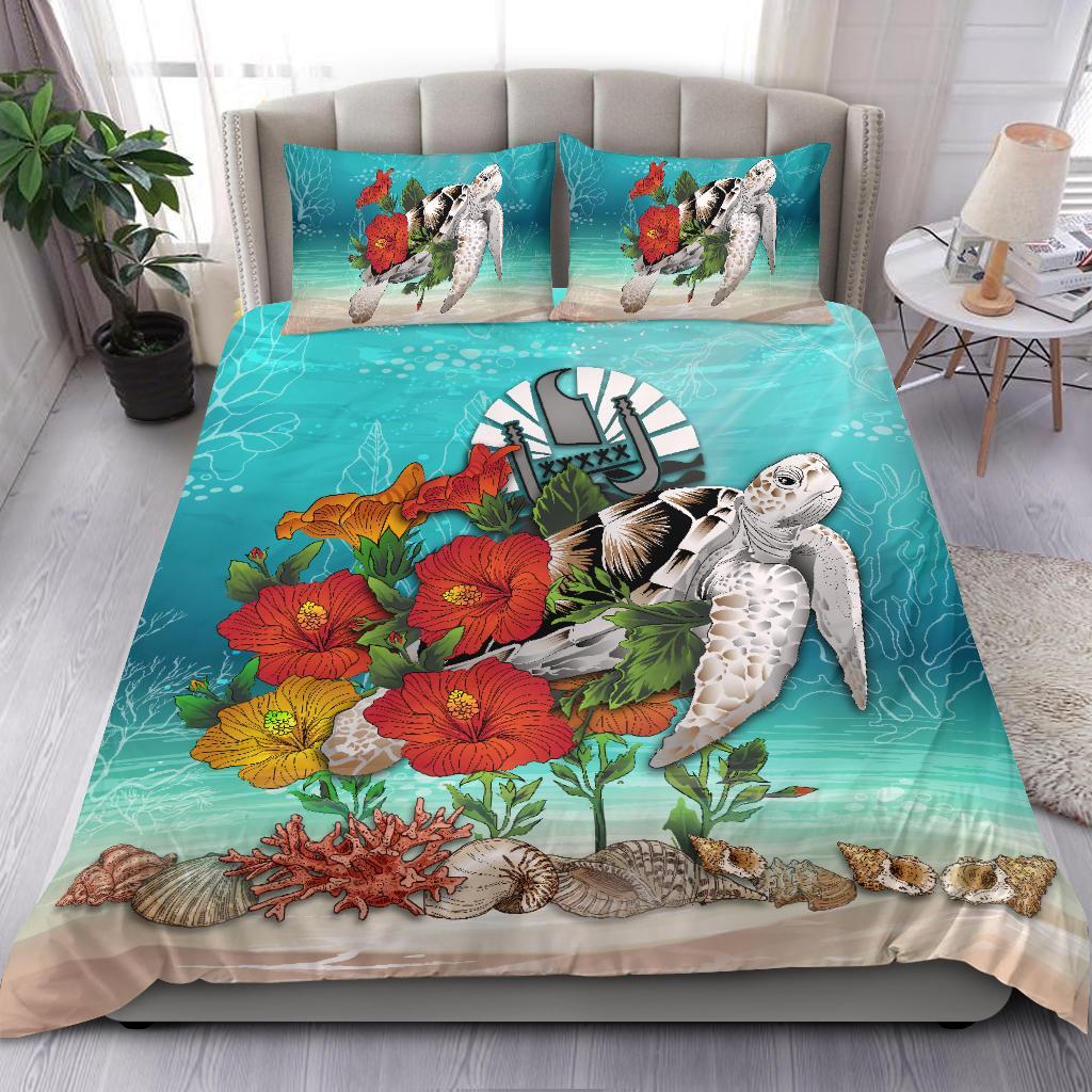 Tahiti Bedding Set - Ocean Turtle Hibiscus - Vibe Hoodie Shop