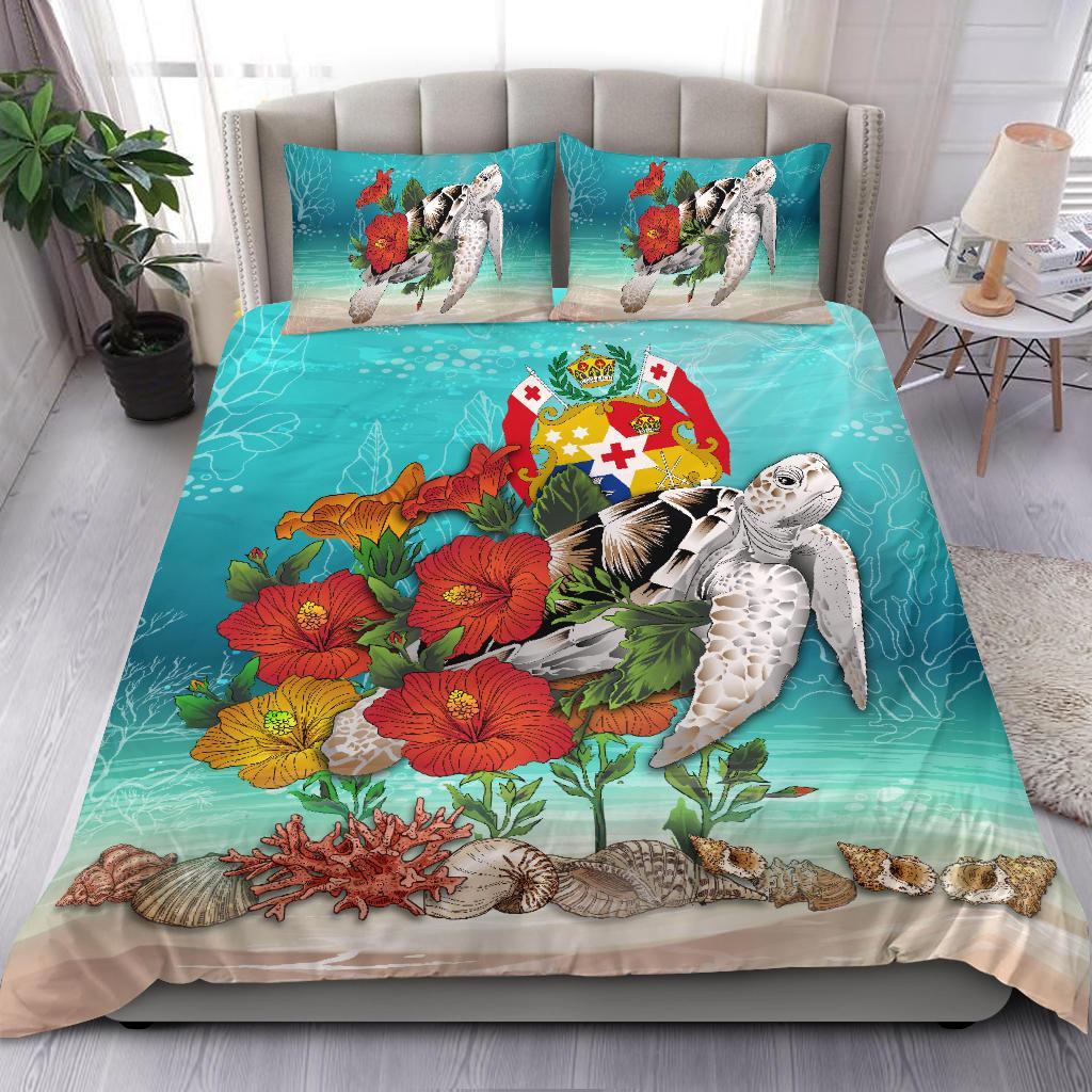 Tonga Bedding Set - Ocean Turtle Hibiscus - Vibe Hoodie Shop