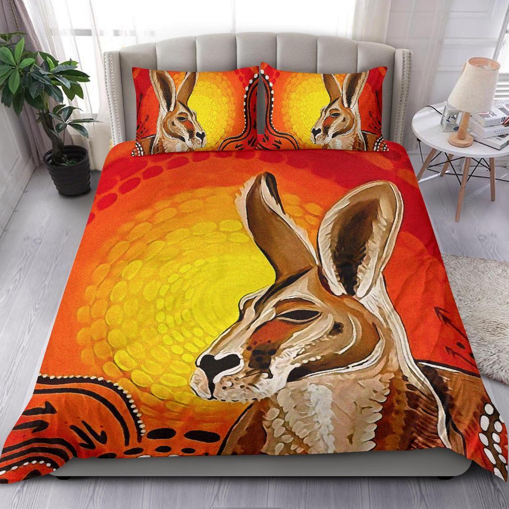 Kangaroo Bedding Sets, Aboriginal Patterns Drawing Painting - Vibe Hoodie Shop